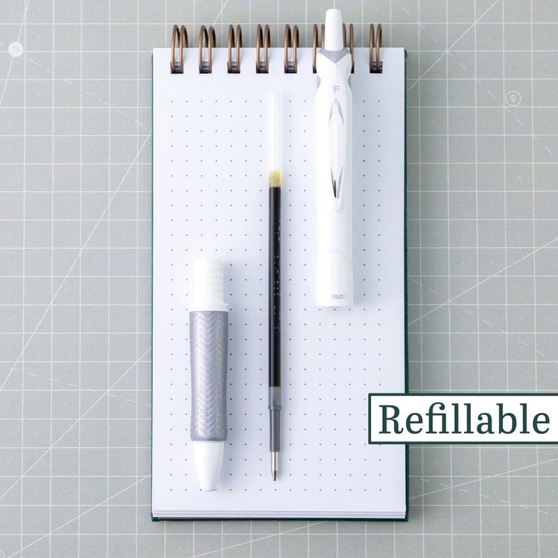 PILOT Acroball PureWhite Advanced Ink Refillable & Retractable Ball Point Pens with Silver Accents, Fine Point, Black Ink, 14-Pack (14694) - Image 5